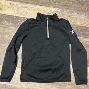User Armour Boys Coldgear Fleece Lined 1/4 Zip Black Sweatshirt Size YXL